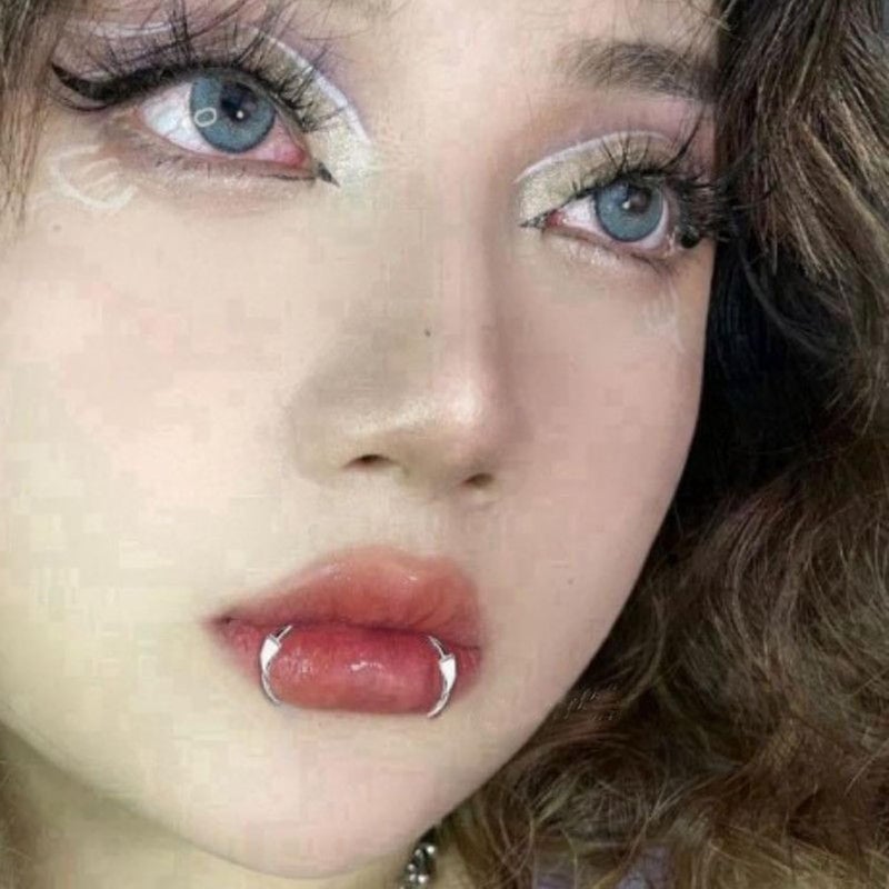 Lyfange Fake Lip Piercing Ring Halloween Vampire Fangs Lip Cuff Stainless Steel Vampire Teeth Adjustable Fake Lip Piercings Body Jewelry Non Piercing - Image 5